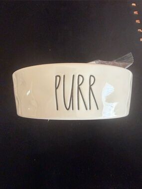 Rae Dunn White 'PURR' Ceramic Pet Bowl